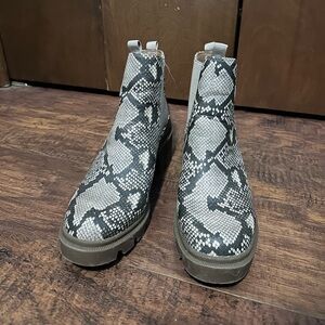 Snake Print Chelsea Boots
